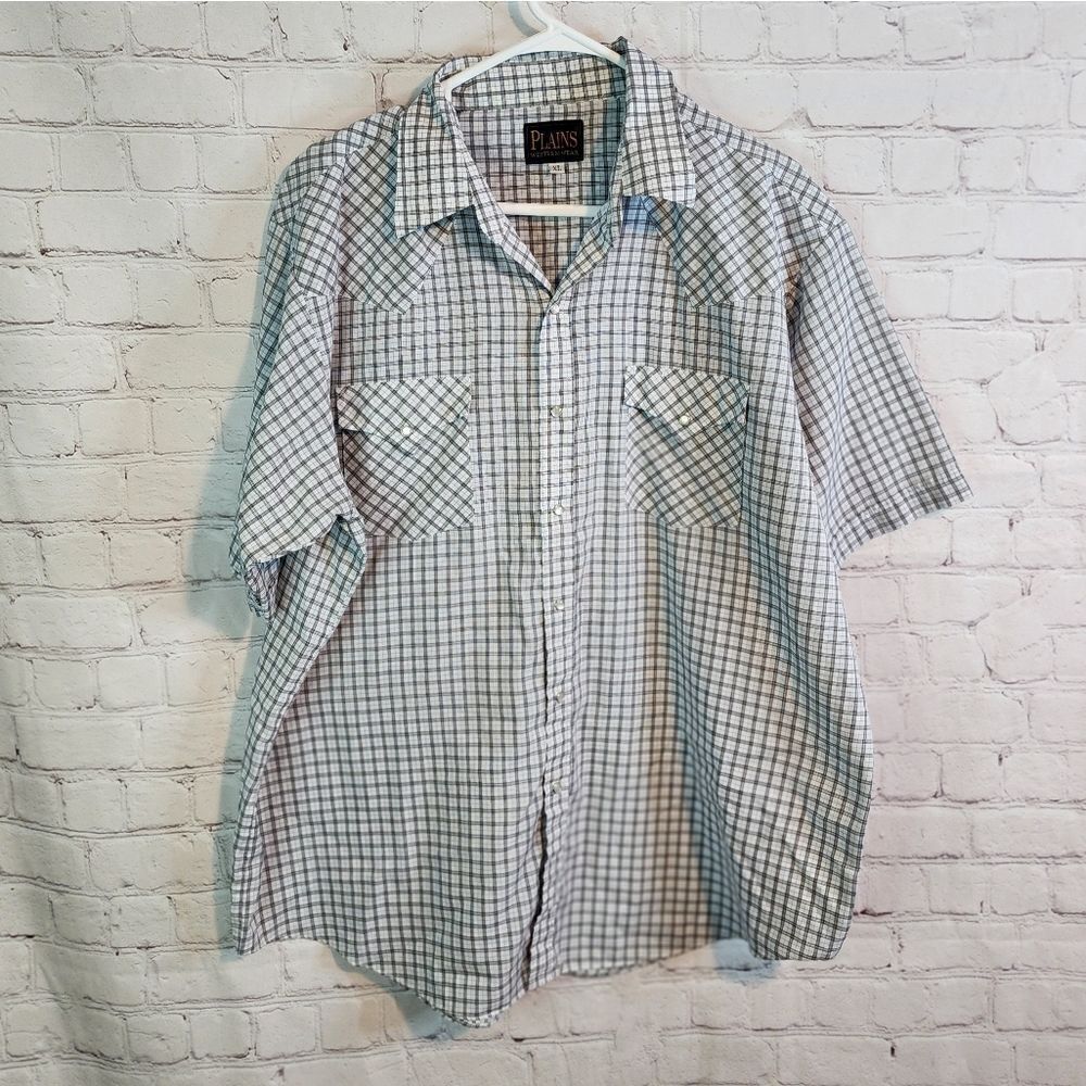 Men's Plains Western Wear pearl snapped shirt, size XL